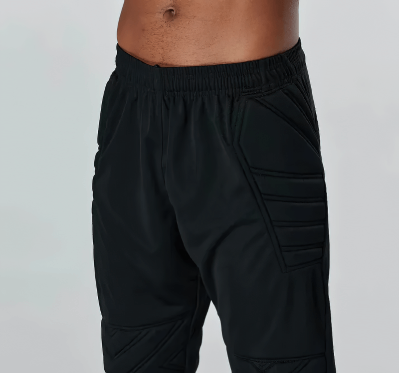 Elastic Waist Men's Training Pants with Protective Padding in Black, full view showcasing design and fit.