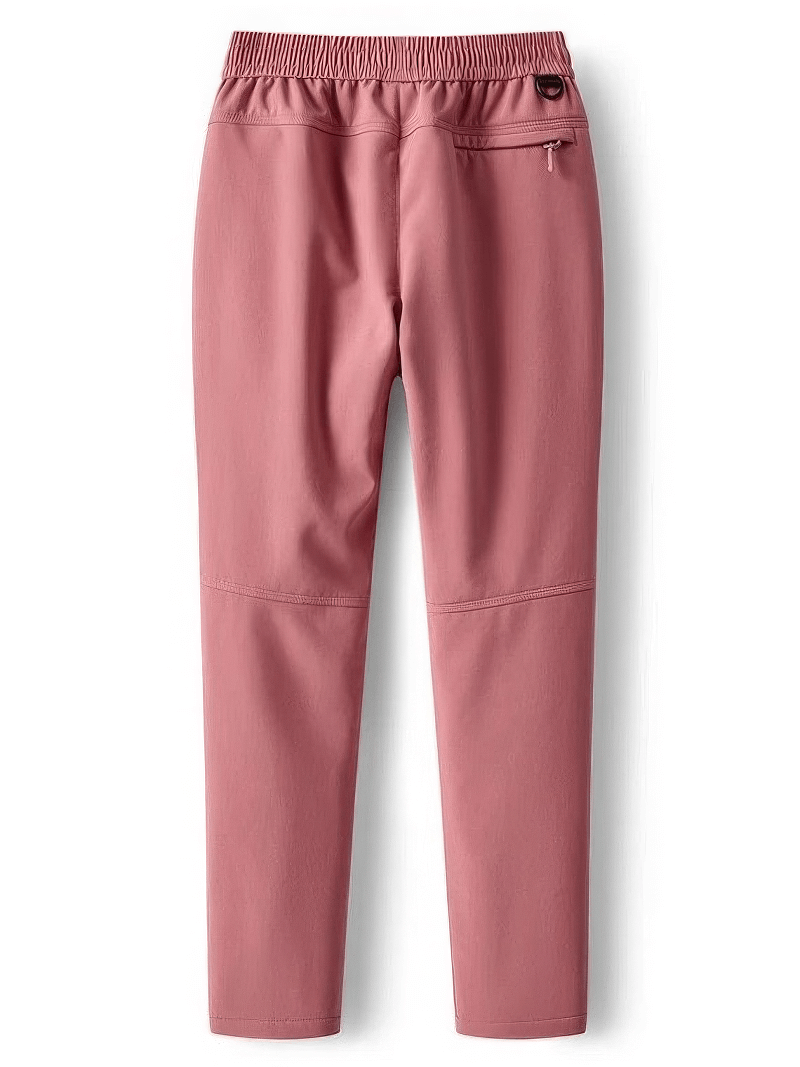 Elastic Waist Outdoor Pants for Trekking and Skiing, SF2007, in pink. Polyester and spandex blend, ideal for hikers and campers.