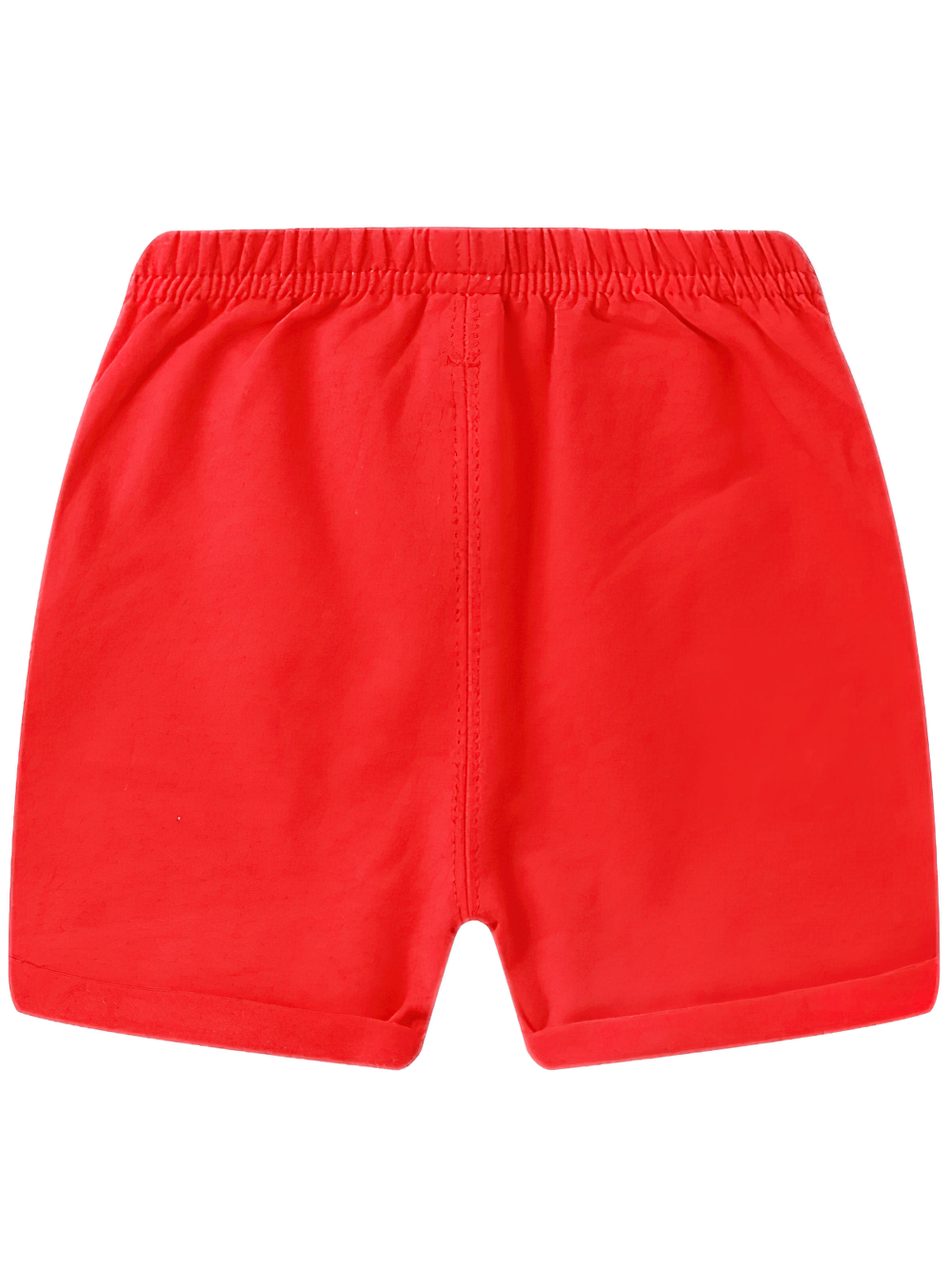 Elastic-Waist Solid Shorts With Drawstring Detail - SF3725 in vibrant red, perfect for kids' daily wear and play.