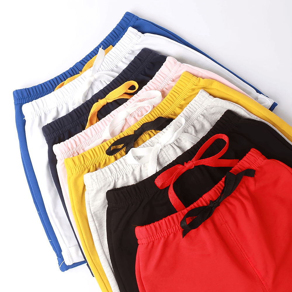 Elastic-Waist Solid Shorts With Drawstring Detail - SF3725 in various colors for kids