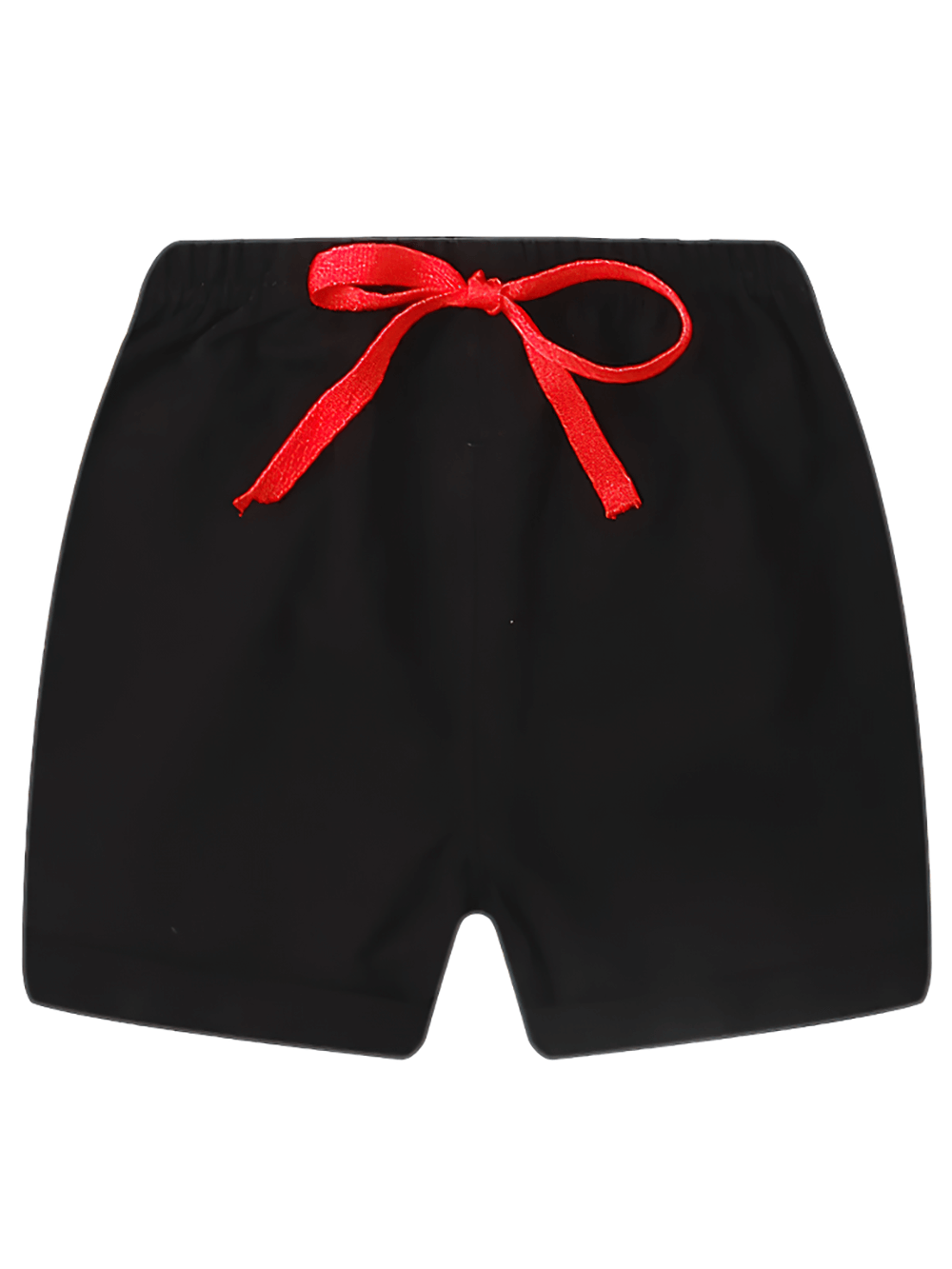 Elastic-Waist Solid Shorts With Drawstring Detail - SF3725 in black for kids, featuring adjustable drawstring and soft cotton fabric.