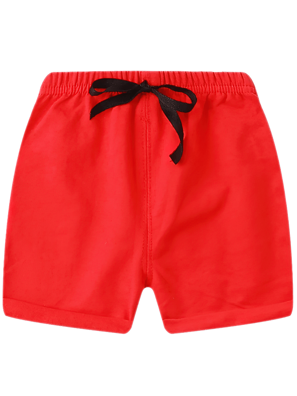 Elastic-Waist Solid Shorts With Drawstring Detail - SF3725 soft cotton kids shorts in red for daily wear and play
