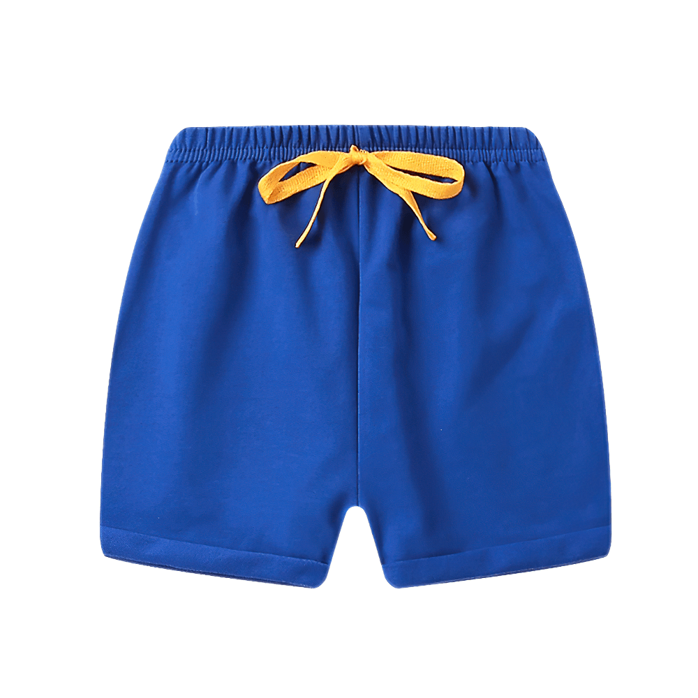 Elastic-Waist Solid Shorts With Drawstring Detail - SF3725 in blue for kids, ideal for daily wear and play.