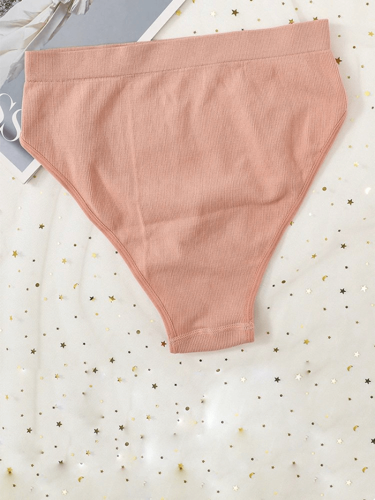 Elastic Women High Waist Cotton Briefs in soft blush. Ideal for everyday comfort and smooth silhouette. SF2179.