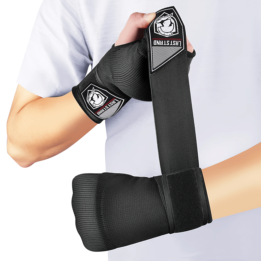 Elasticated inner hand wraps with gel padding for MMA, boxing, and kickboxing, providing wrist support and moisture control.
