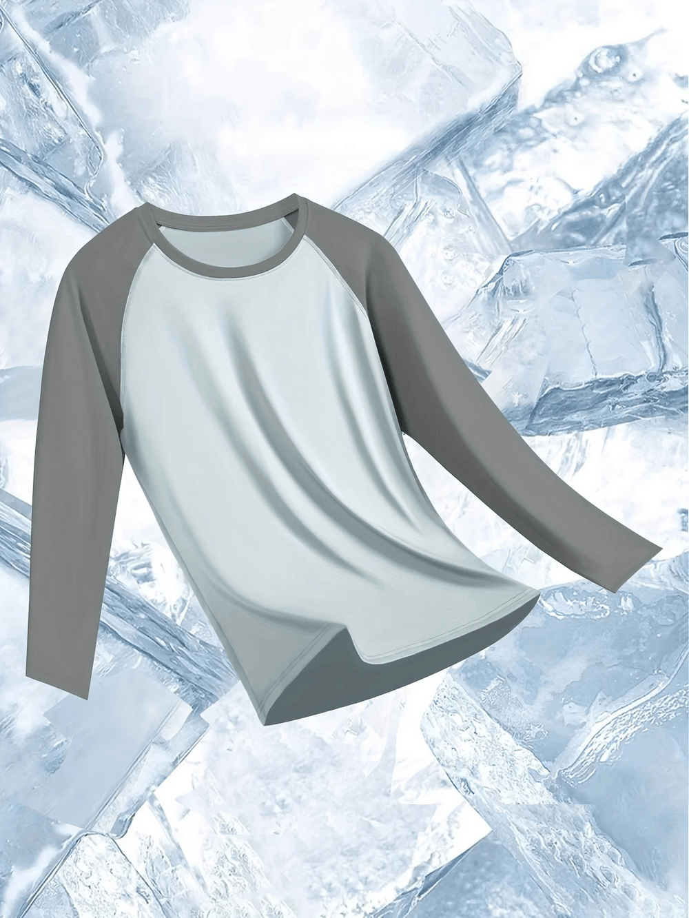 Elasticity Compression Raglan Top for Gym Training - SF4599 on a cool ice background showcasing its unique design.