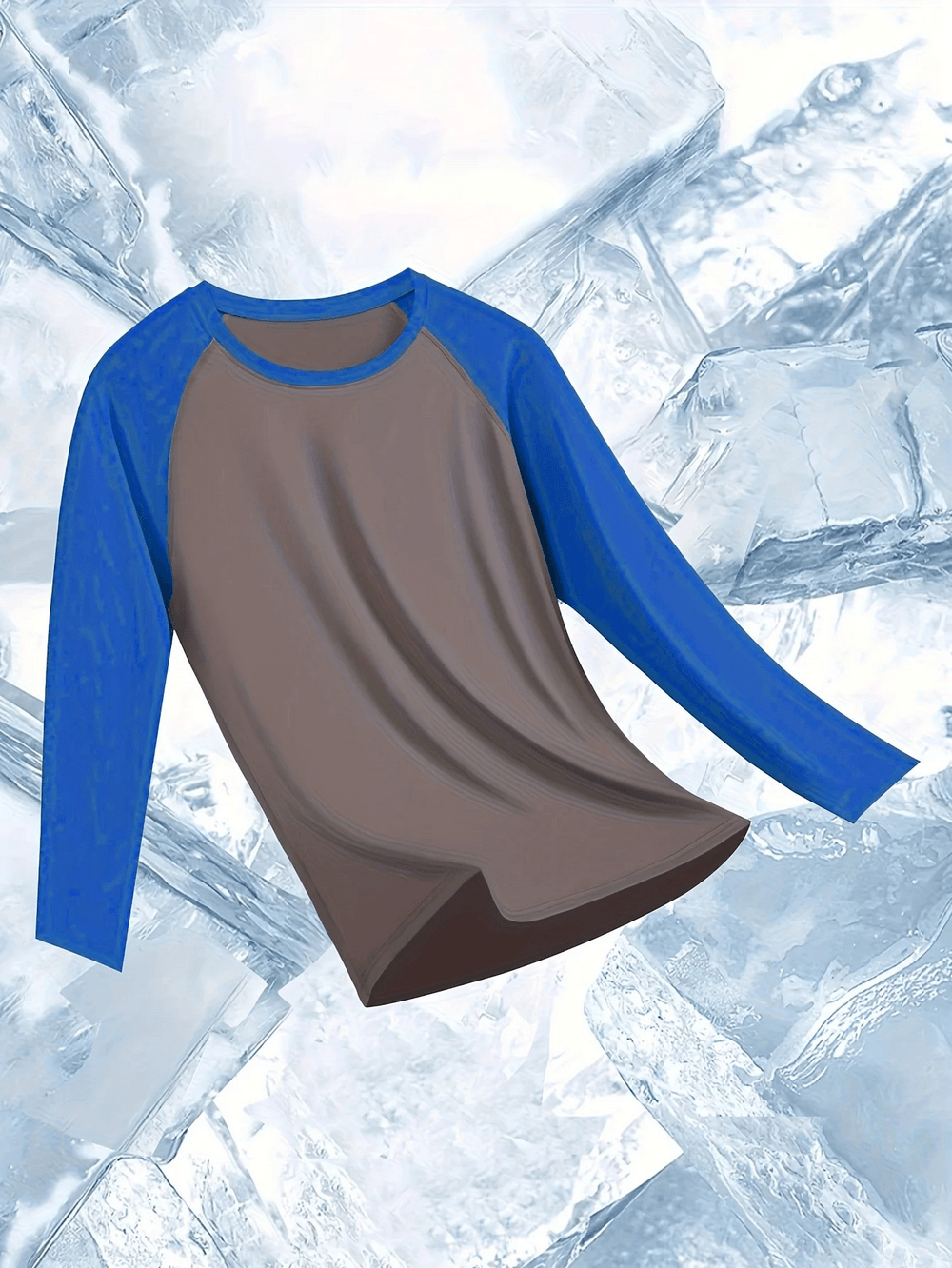 Elasticity Compression Raglan Top for Gym Training - SF4599 displayed on ice background showcasing its fitted design.