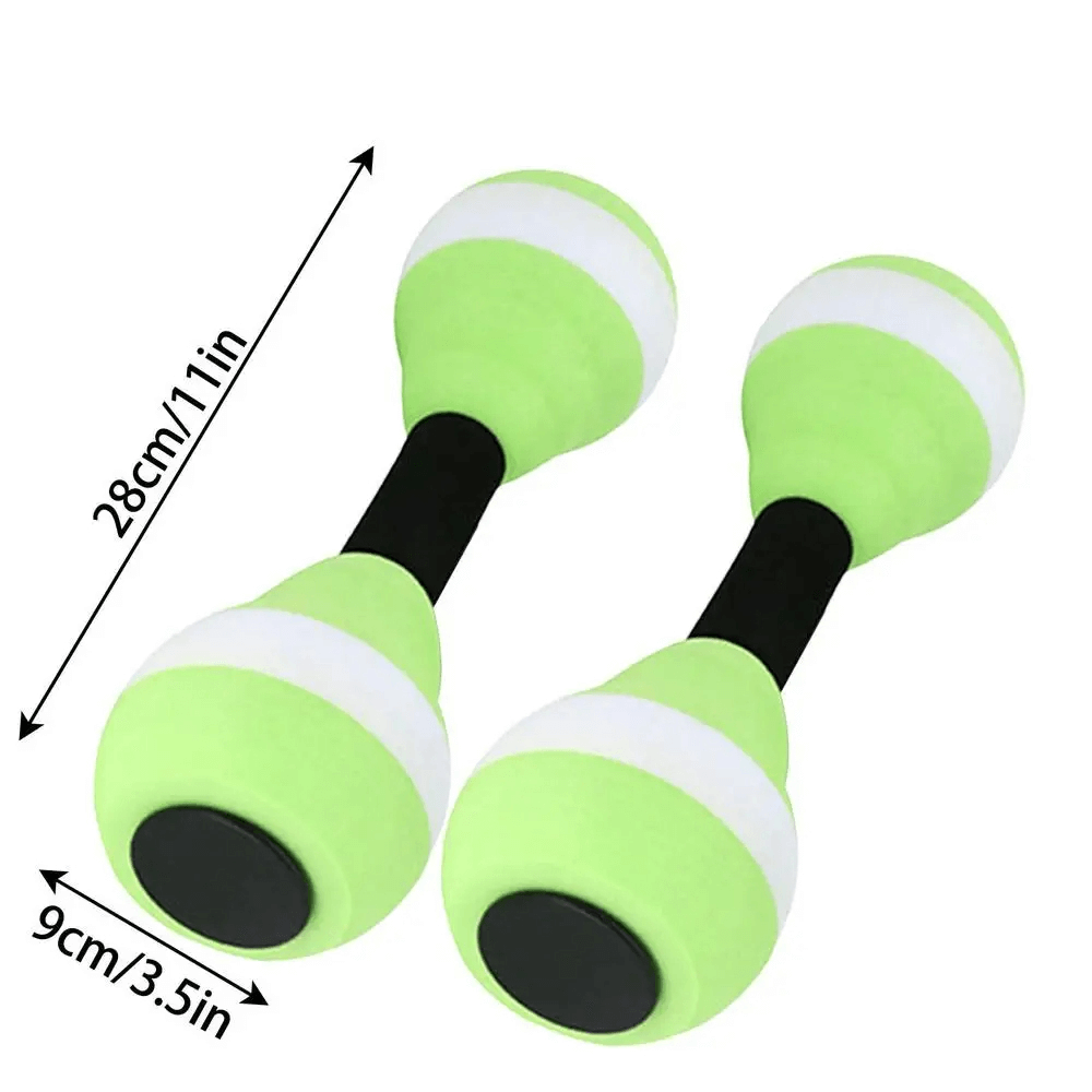Colorful EVA foam aquatic dumbbells for pool exercise, 28cm long, ideal for swimming workouts and resistance training.