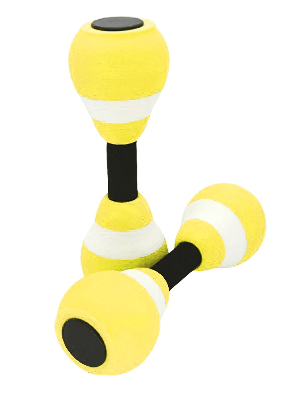 Yellow EVA Foam Aquatic Dumbbells for pool exercise, lightweight and floating for swimming workouts and water aerobics.