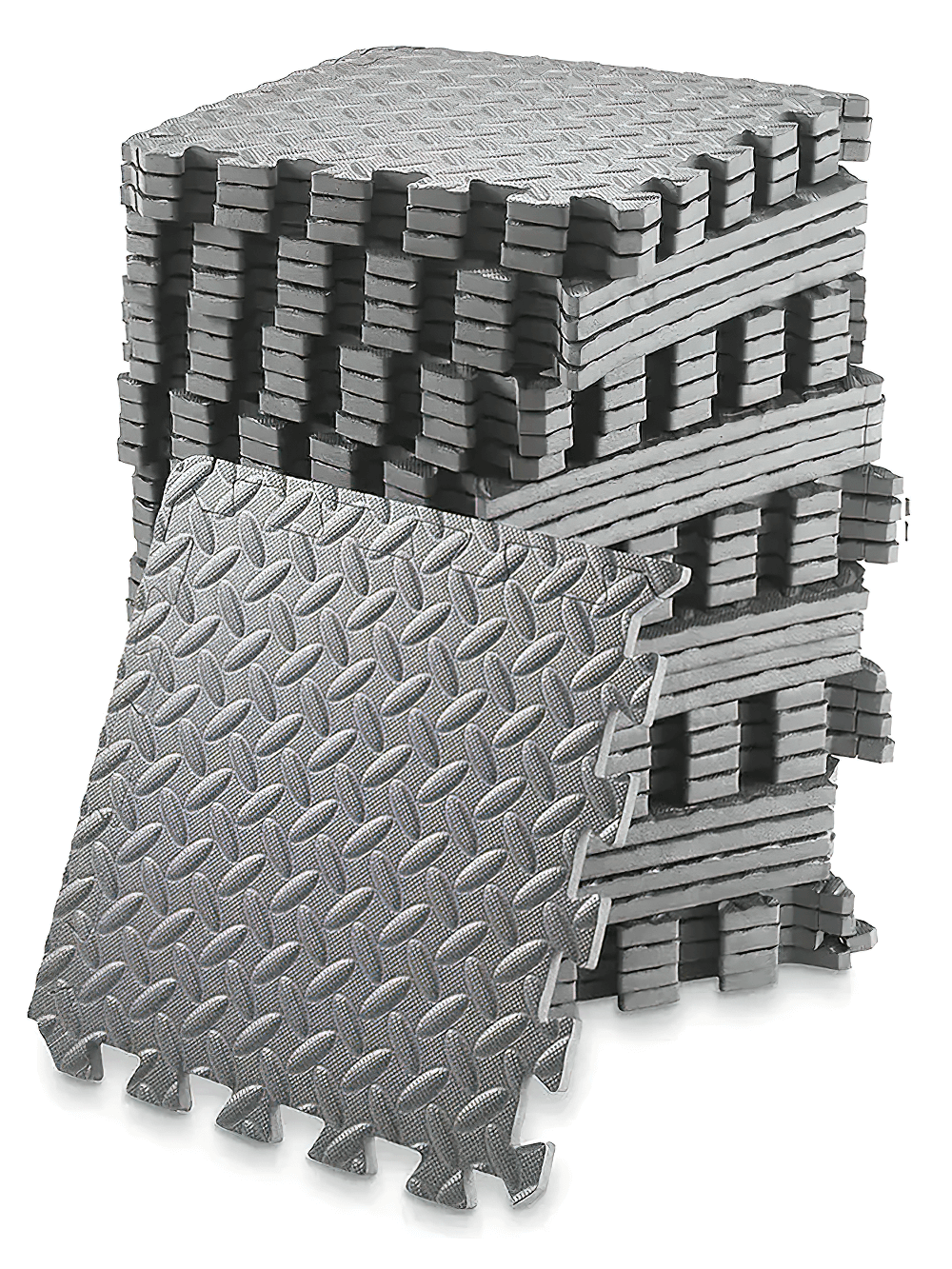 EVA Foam Exercise Mats for Gym Flooring and Yoga - SF3474, non-slip interlocking tiles for fitness and aerobics, stack display.