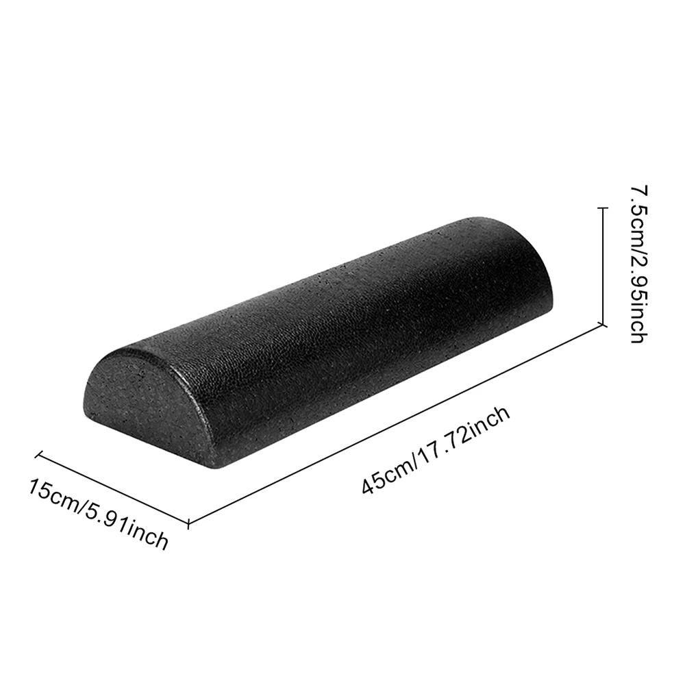 EVA half-round balance foam roller for yoga, Pilates, and rehab, 45cm length, textured surface for stability, lightweight and portable.