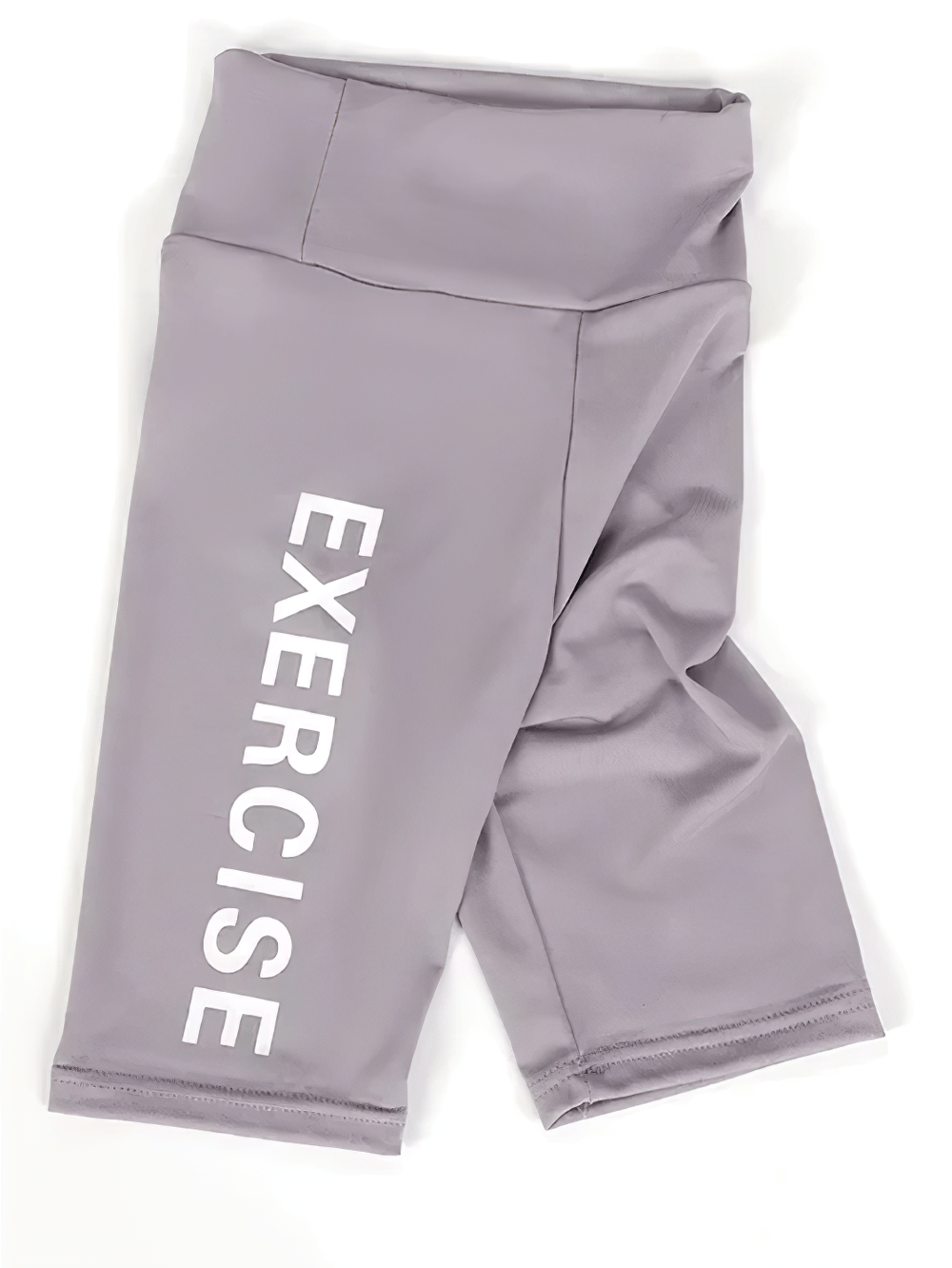 Purple Exercise Print Stretch Biker Shorts for Active Wear - SF3758 with bold side lettering and elastic waist for mobility.