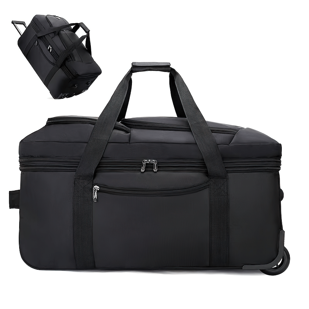 Large expandable travel suitcase on wheels with telescoping handle, versatile trolley case made of durable polyester, SF2667.