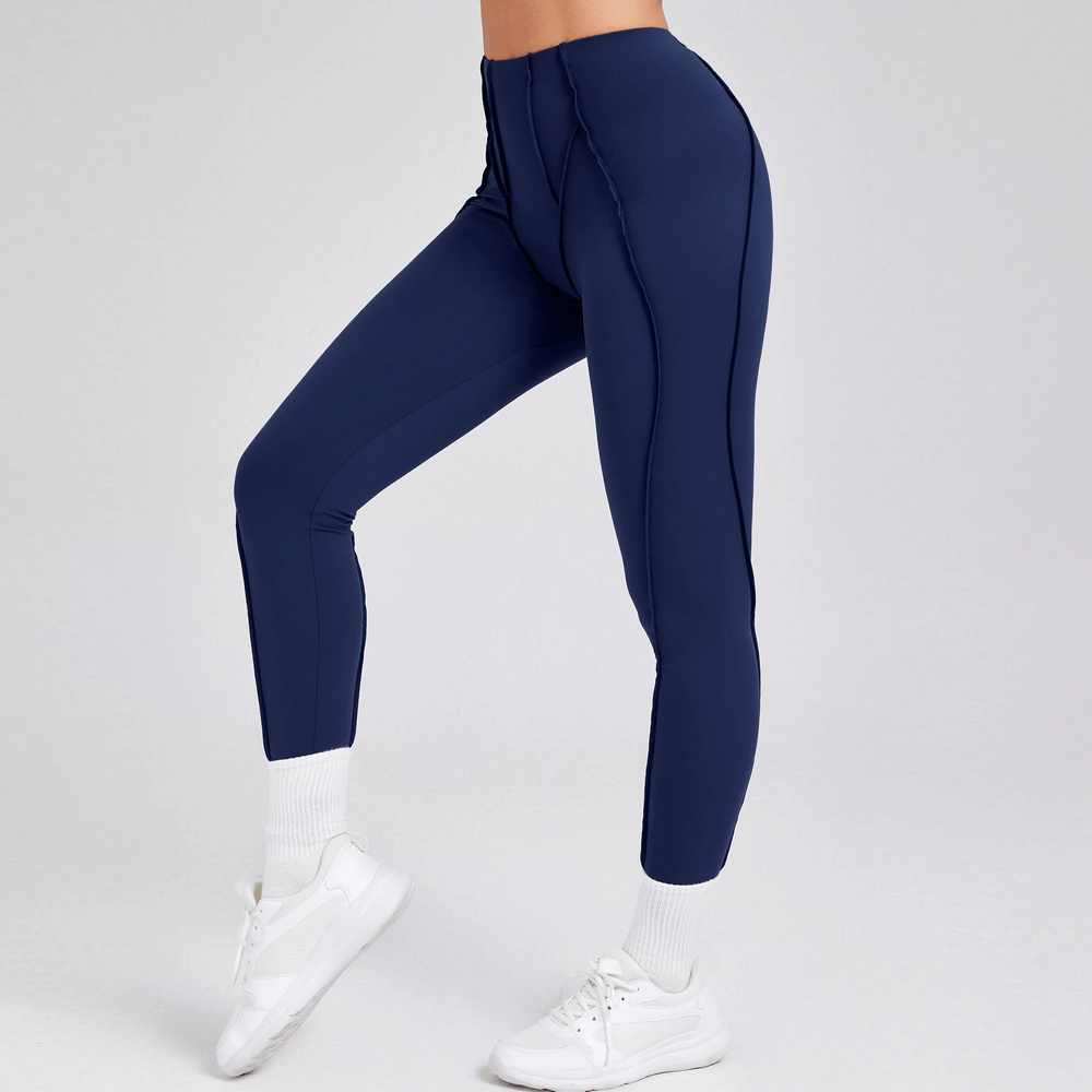 Exposed Seam High Waist Yoga Leggings - SF4056 featuring supportive high waist and durable compression, perfect for gym workouts and yoga.