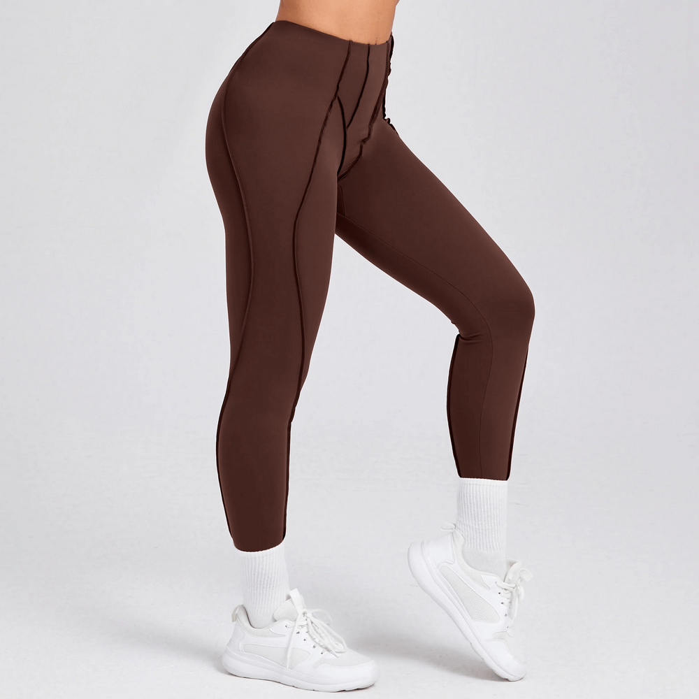Exposed Seam High Waist Yoga Leggings - SF4056: Squat proof activewear with unique seams, perfect for gym or pilates workout.