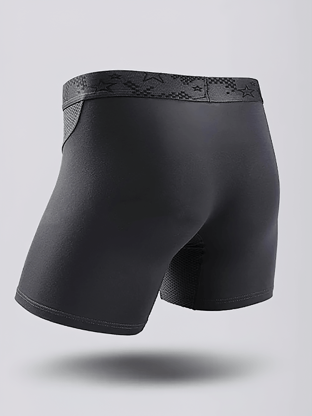 Extra Long Men's Sports Boxer Briefs with Mesh - SF4671 in black, designed for training and running with anti-wear features.