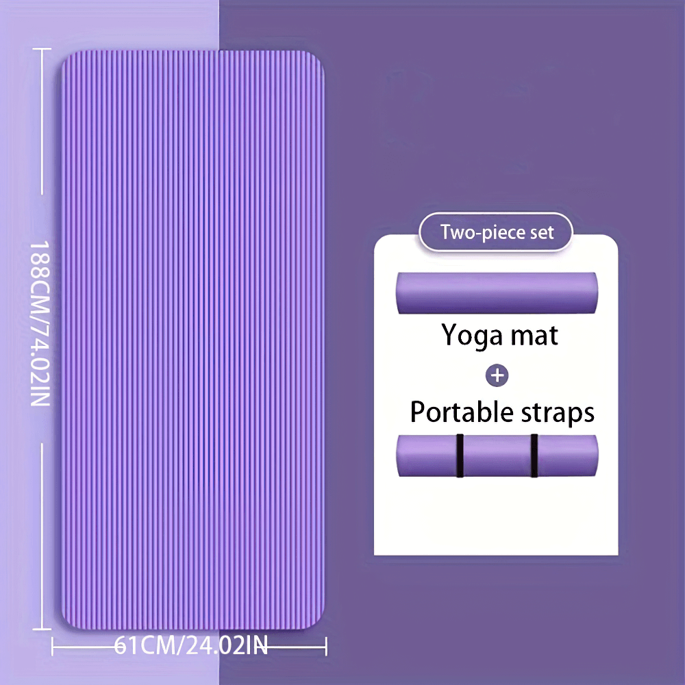 Extra thick non-slip exercise mat SF2880 with portable straps, 188cm x 61cm, ideal for yoga, pilates, and strength training.