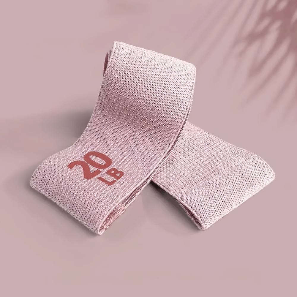 20LB pink fabric resistance band for home gym workouts and strength training.