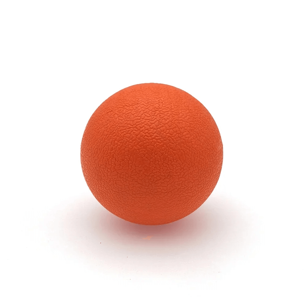 Orange TPE massage ball for muscle relaxation, stress relief, and targeting trigger points. Ideal for fitness, yoga, and recovery.