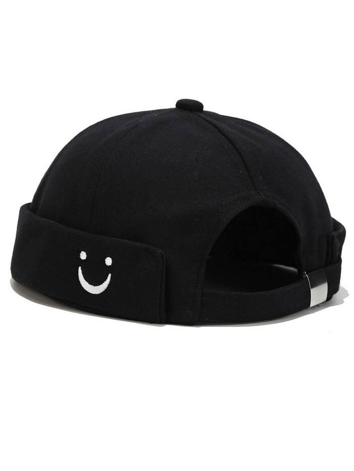 Chapeau sans bords réglable à la mode avec sourire brodé - SPF1379 