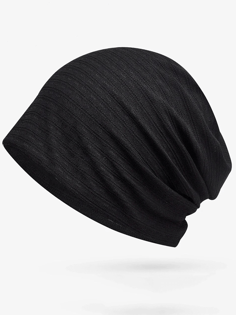 Unisex Fashion Baggy Solid Beanie SF1741 - Black Stylish Cotton-Polyester Blend