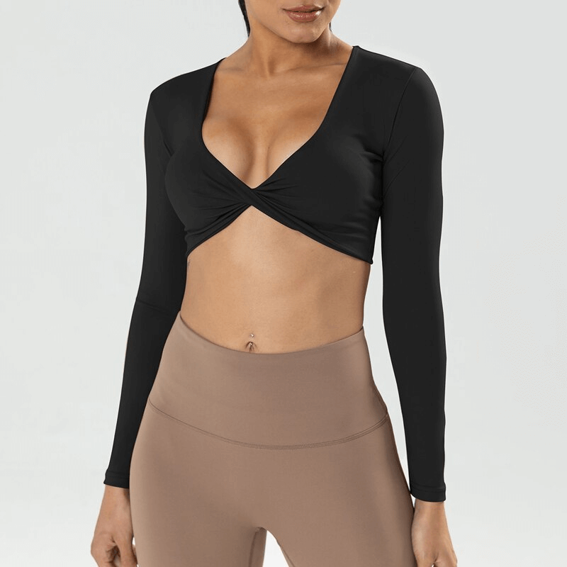 Fashion Cropped Sporty Women's Long Sleeves Top - SF1333