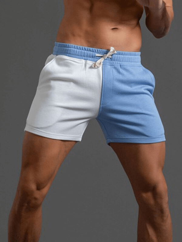 Men's fashion two-color cotton shorts with elastic waist and pockets