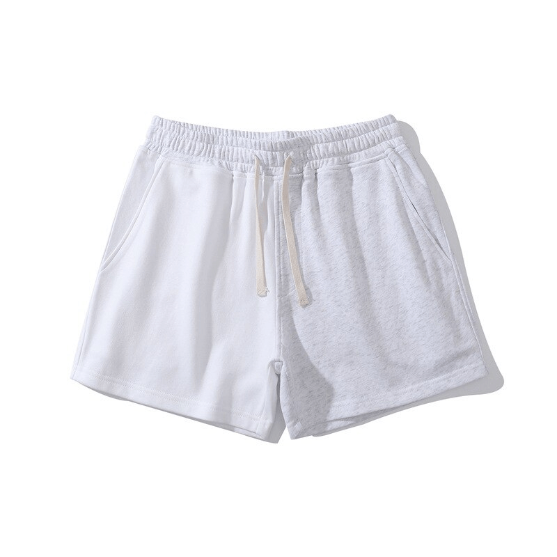 Men's fashion elastic waist two-color cotton shorts with drawstring, patchwork design, pockets and comfy fit, ideal for activities - SF1394