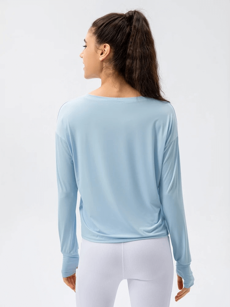 Fashion Ladies Loose Solid Top with Thumb Holes - SF1861