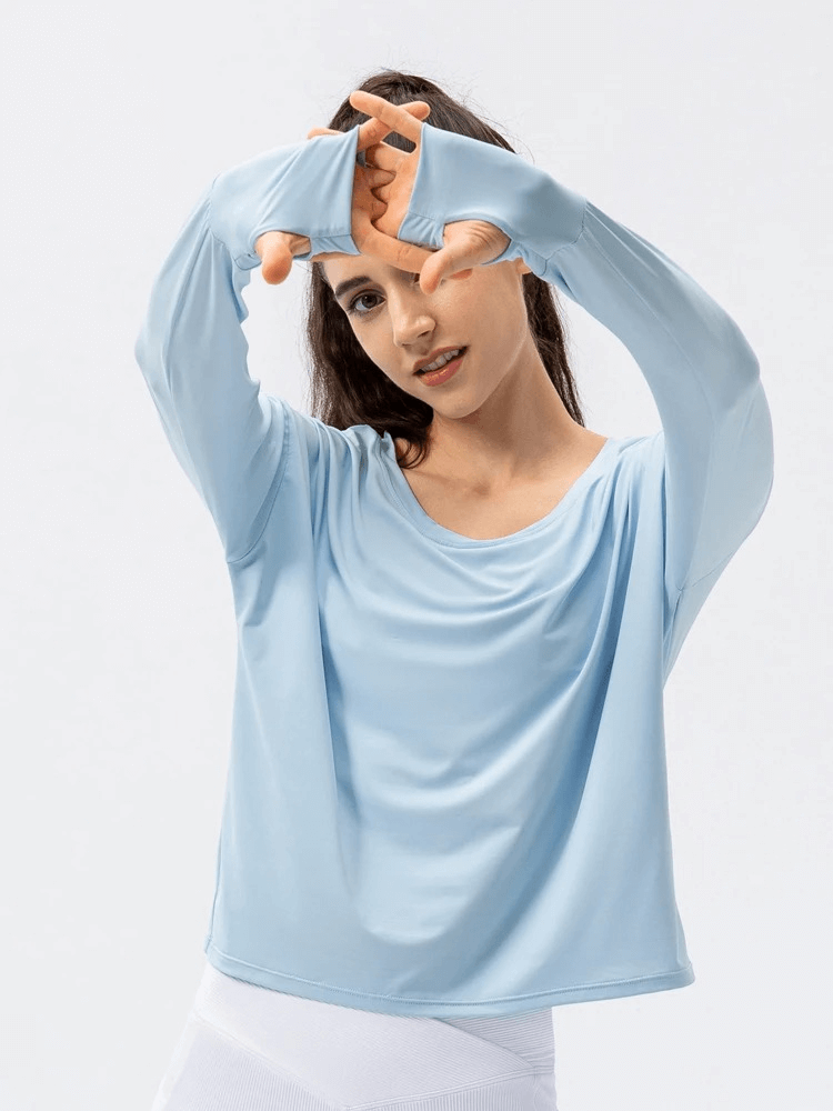Modisches, lockeres, einfarbiges Damen-Top mit Daumenlöchern – SF1861 