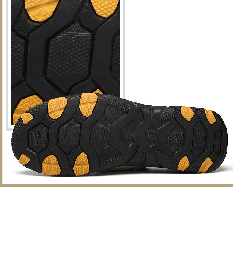 Black and yellow rubber outsole of Fashion Male Breathable Genuine Leather Shoes SF1344 offering superior traction.