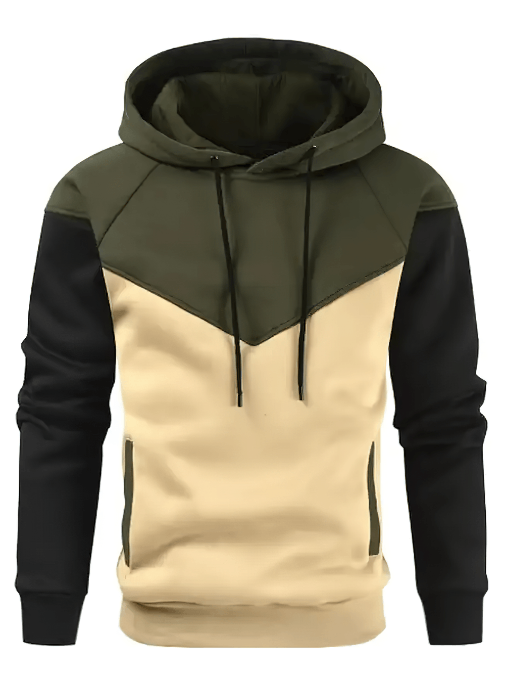 Fashion Men's Fleece Hoodie with Drawstring - SF4606 in stylish color-block design perfect for casual wear.