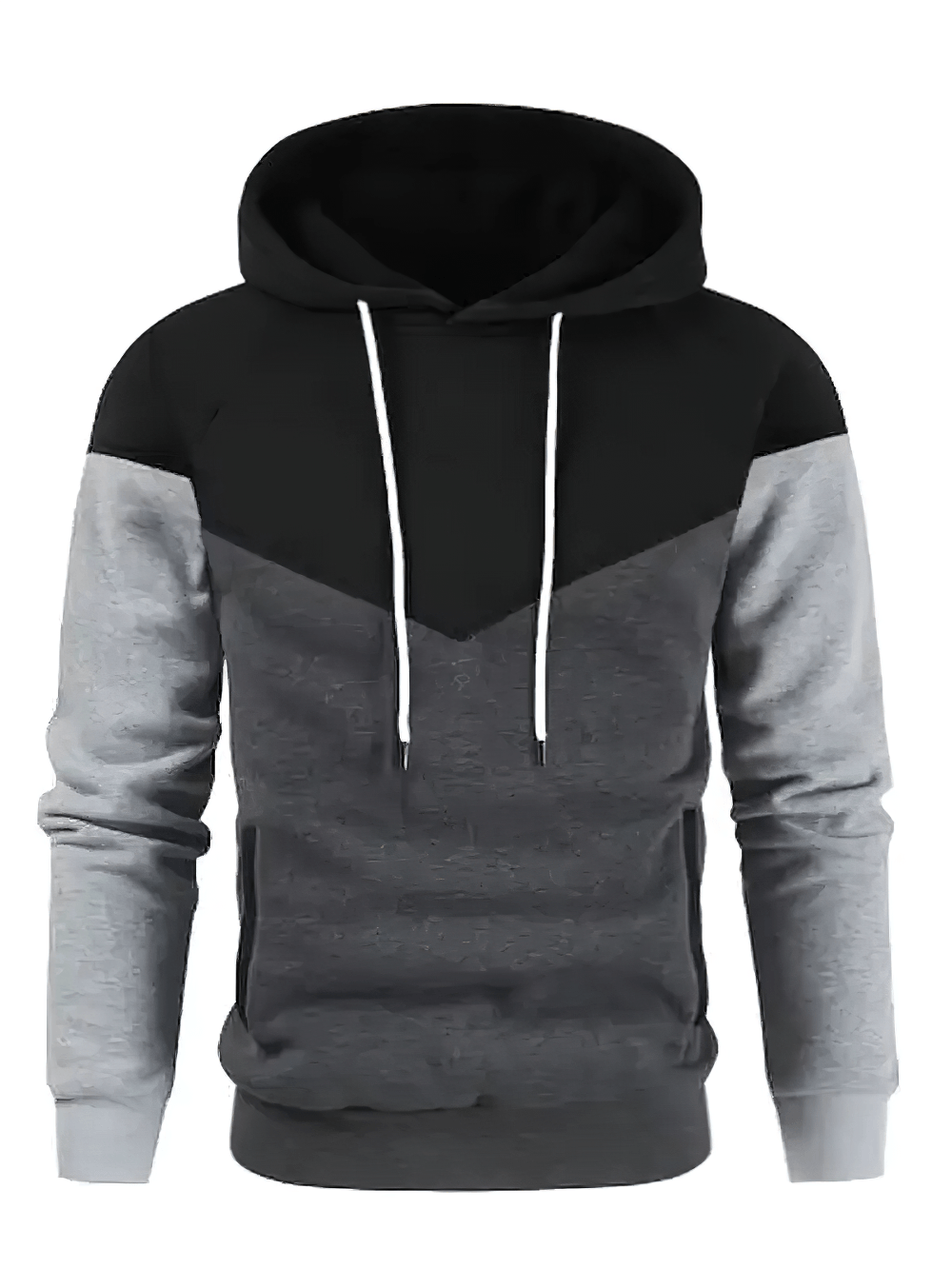 Fashion Men's Fleece Hoodie with Drawstring - SF4606, featuring contrast panel design and drawstring hood.