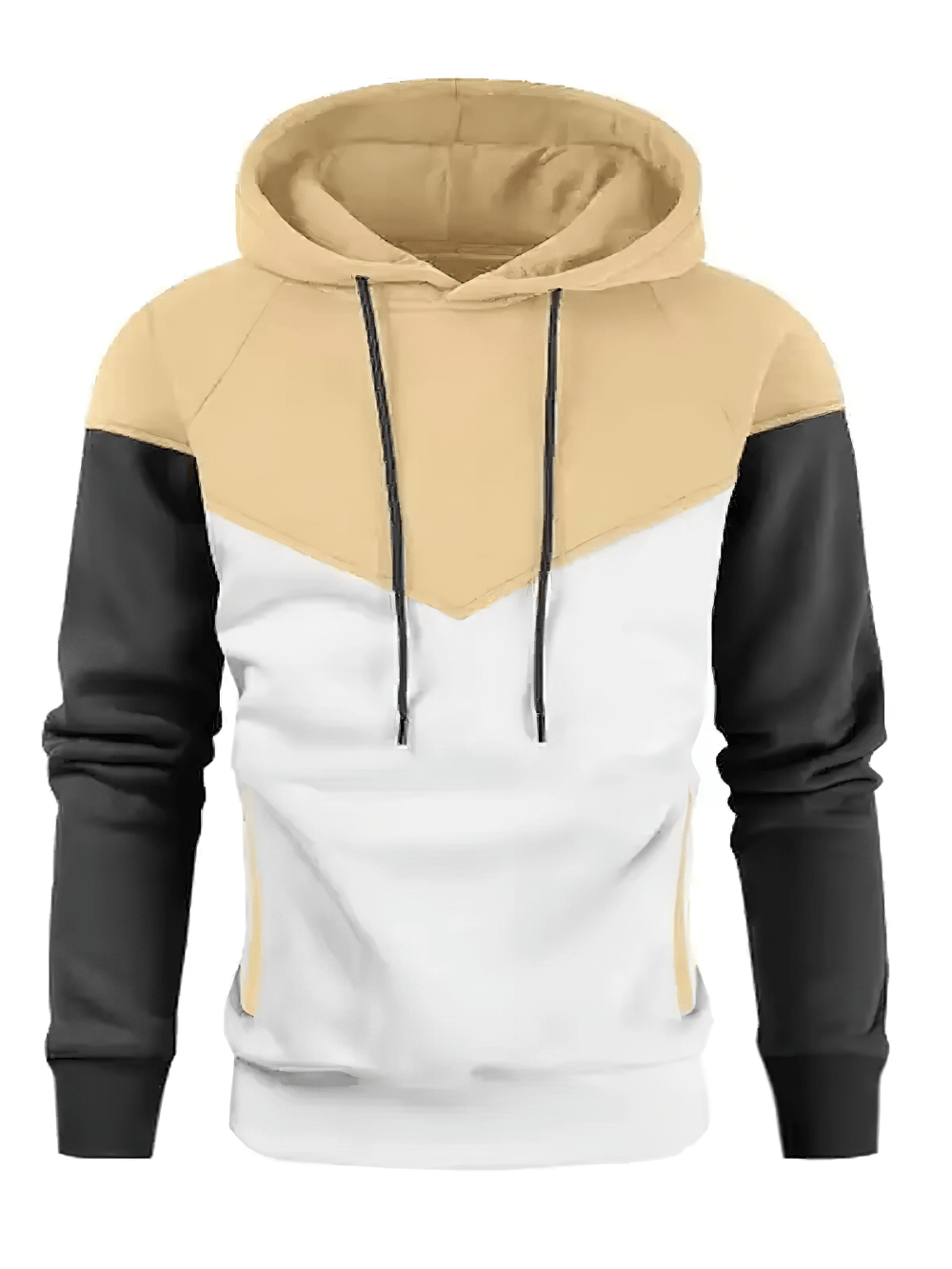 Fashion Men's Fleece Hoodie with Drawstring - SF4606 in color-block design with drawstring hood and side pockets.