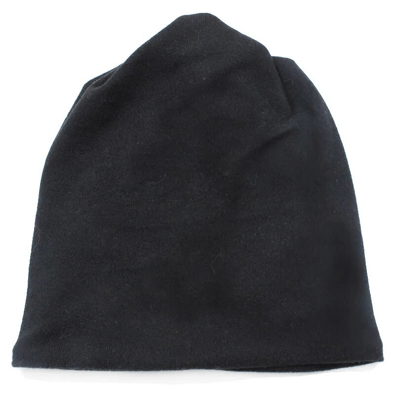 Black multifunctional hat scarf for women, made of polyester and acrylic, offering stylish and breathable comfort.