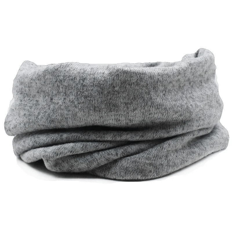 Solid color hat scarf for women made from gray polyester and acrylic, multifunctional design for warmth and style, SF1681.