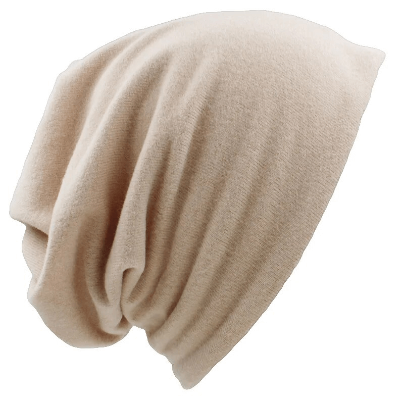Fashion multifunction solid color hat scarf for women SF1681, stylish and cozy beige headwear. Perfect for any outfit.
