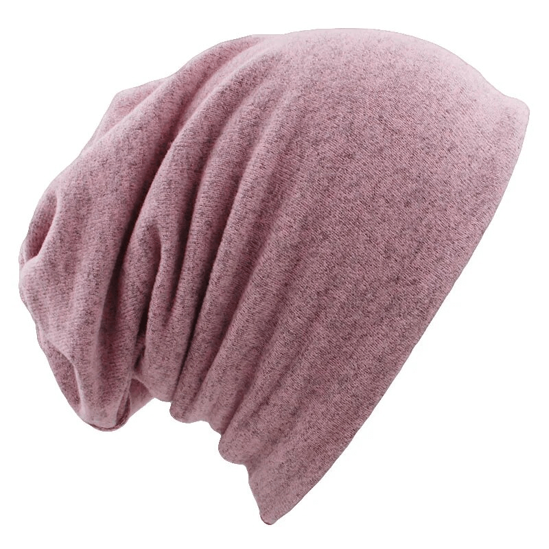 Fashion multifunction solid color hat scarf in soft pink, made of polyester and acrylic, perfect for stylish and comfortable warmth. SF1681
