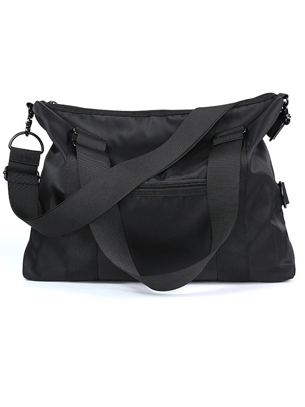 Black nylon crossbody shoulder travel bag SF1959 with zipper closure, ideal for fitness and outdoor activities, 20-35L capacity.