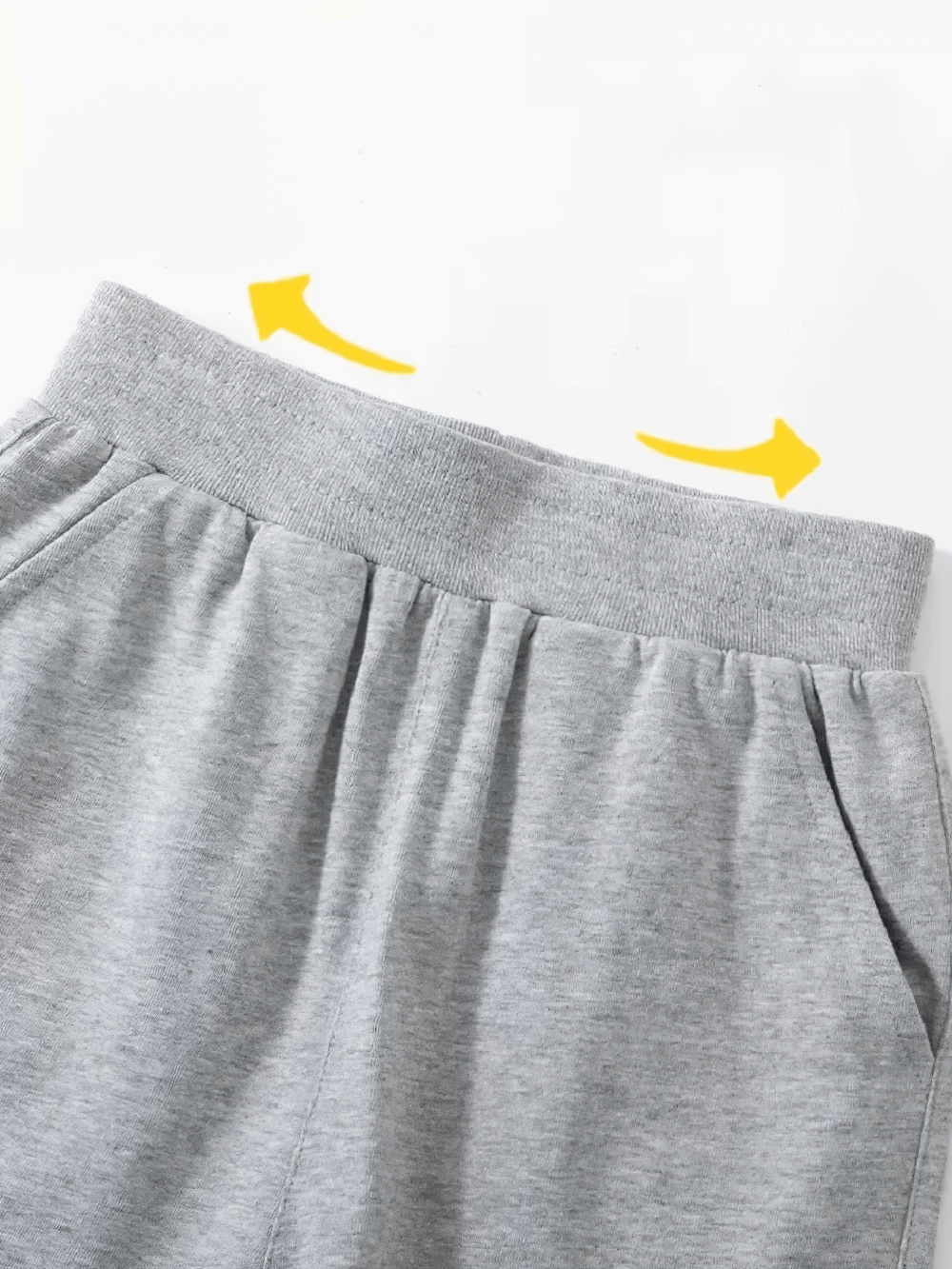 Elastic waistband detail of Fashion Shorts with Printed Design and Pockets - SF3835 in gray color, highlighting comfort and style for kids.