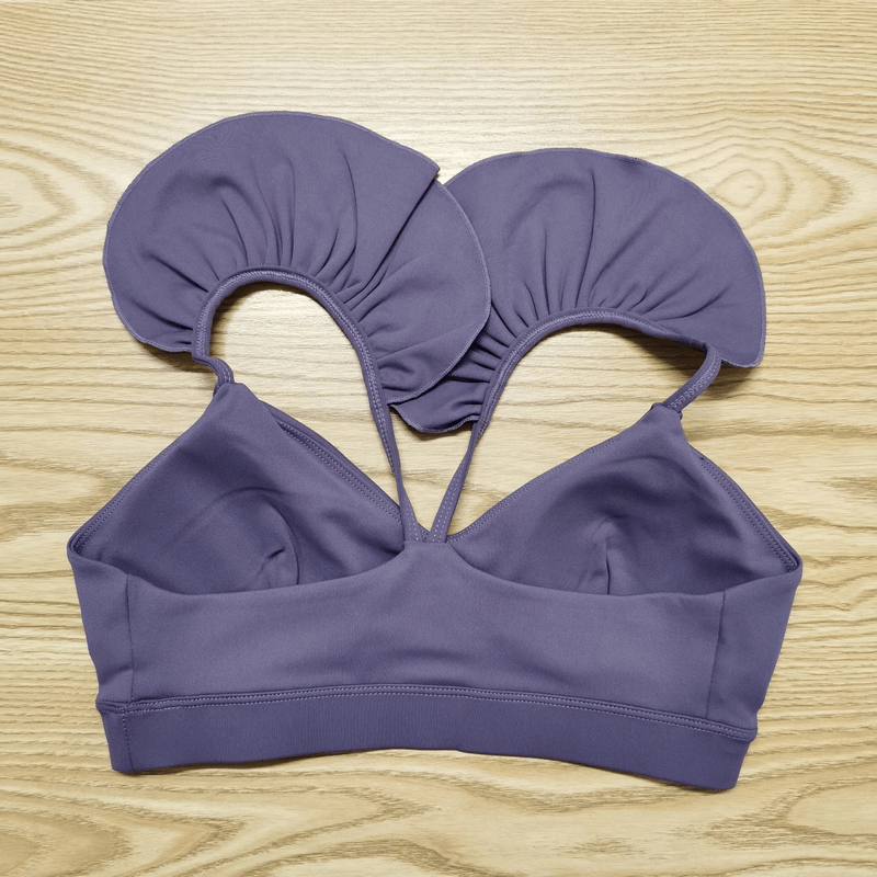 Women's solid color elastic sports bra SF1740 in purple; perfect for yoga and running, made of breathable, quick-dry nylon fabric.