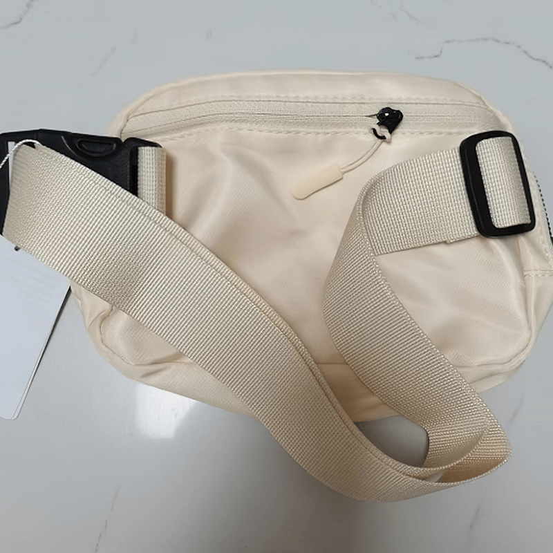 Beige Fashion Sports Multi-function Waist Bag SF1511 for running with adjustable belt and zipper pocket, durable nylon material.