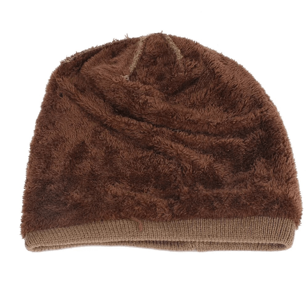 Cozy unisex brown ski beanie with a wheat ear pattern, perfect for outdoor adventures. Made from warm, sturdy polyester. Model SF1676.
