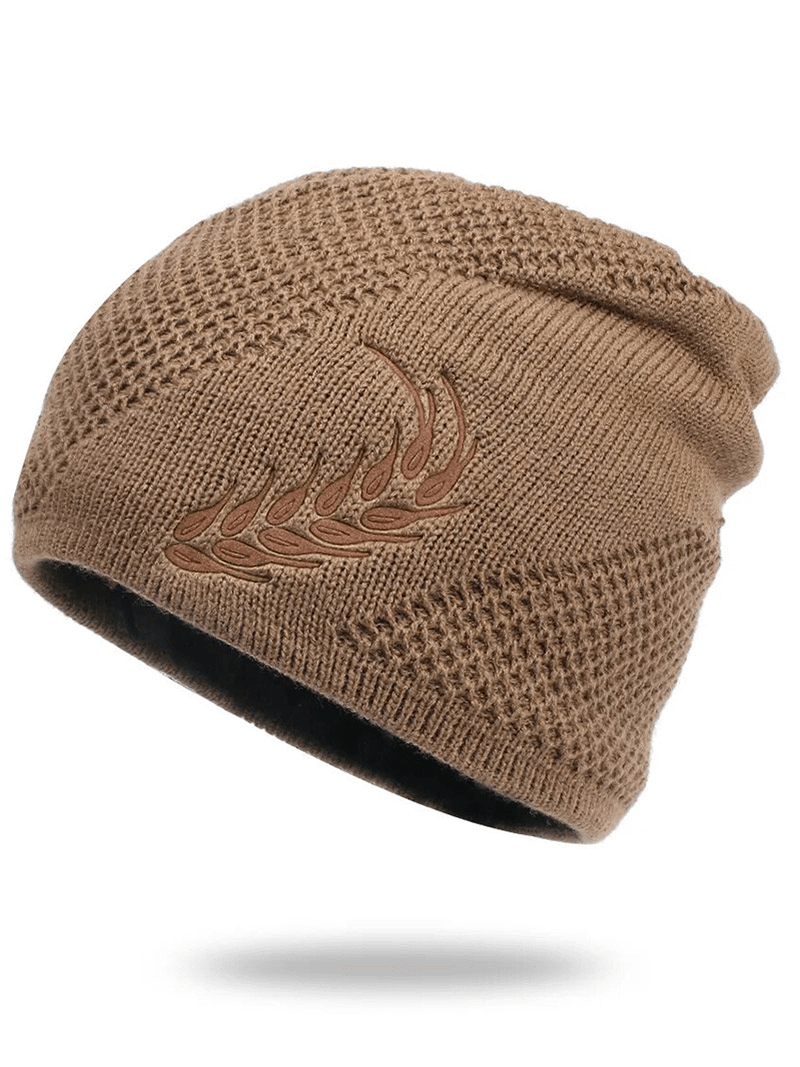 Warm knitted ski beanie with wheat ear pattern, unisex design, polyester material, perfect for outdoor activities - SF1676.