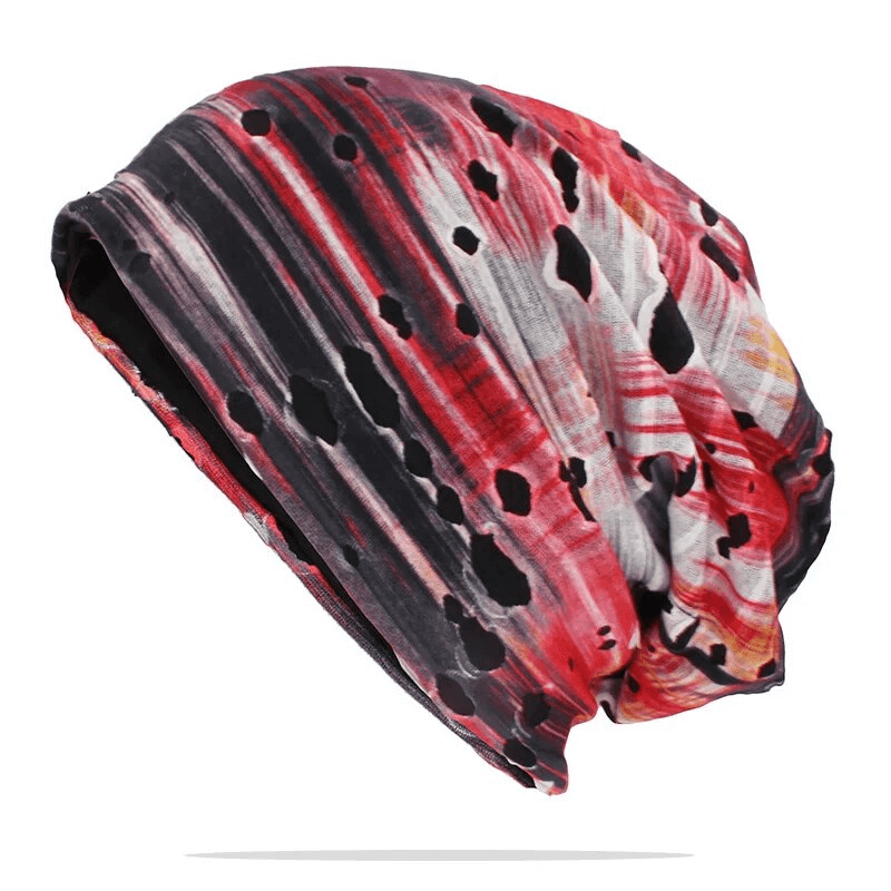 Fashion warm thin baggy beanie with holes, geometric pattern, unisex, polyester, casual, keep warm, SF1665.