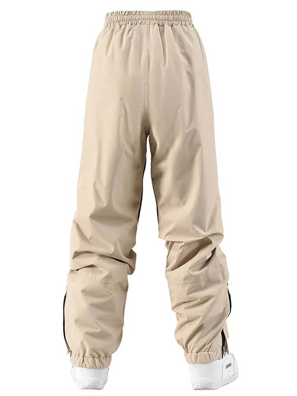 Beige windproof waterproof snowboarding pants with zipper fly, unisex full-length design, perfect for winter sports - SF1842