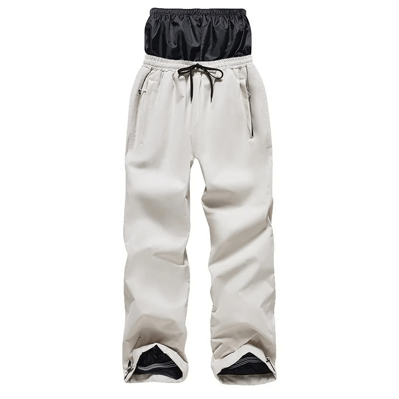 Fashionable warm windproof waterproof snowboarding pants SF1842 in white color, unisex design with zipper fly and full length.