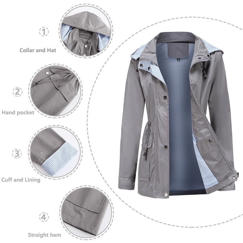 Fashion Waterproof Detachable Hood Trench Coat for Women - SF1497