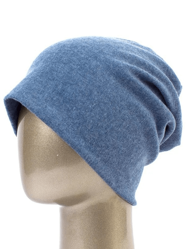 Blue cotton casual women's beanie on mannequin display, SF1699, showing stylish and multifunctional design for fashion-forward casual looks.