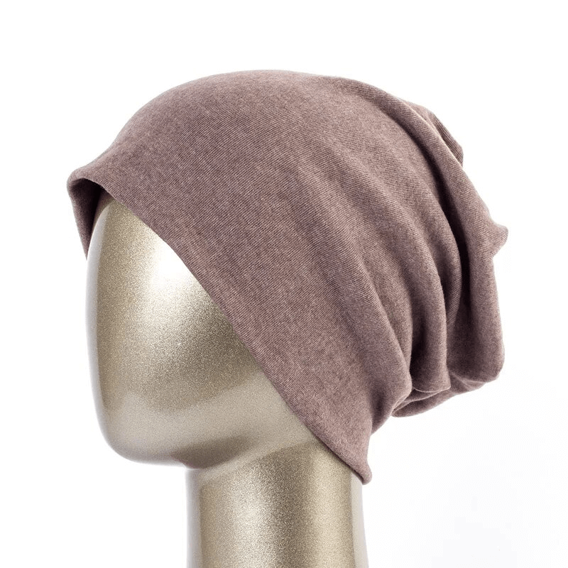 Fashionable Cotton Casual Women's Beanie SF1699 in solid brown; cozy and stylish accessory for everyday wear.